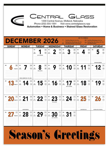 Triumph® Calendars Orange & Black Contractor Memo Calendar