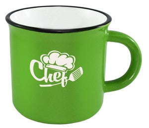 Fireside 16oz green/white mug with black trim in a Ripple gift box - Etched