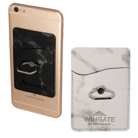 Tuscany™ Marble Card Holder w/Metal Ring Phone Stand