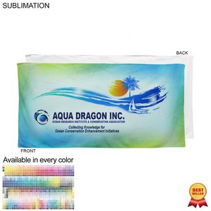 000554 Plush and Soft Velour Terry Cotton Blend Beach Towel, 30x60, Sublimated Graphics Edge to Edge