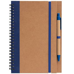 Kraft Hard Cover Spiral Notebook with Pen - ColorJet