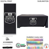 72Hr Fast Ship- Deluxe Trade Show Package, Deluxe Retractable Banner + Premium Sublimated Tablecloth