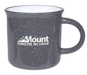 Fireside 16oz speckled grey/white mug with black trim in a Ripple gift box