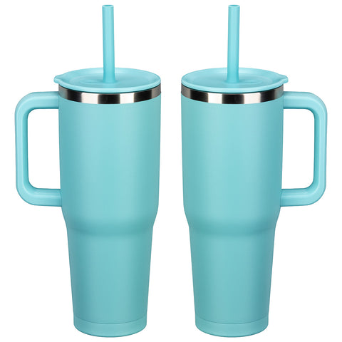 SENSO® Summit 40 oz Insulated Stainless Steel Travel Mug with Press-In Straw