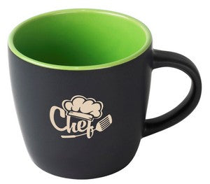 Midnight 12oz 2tone black/lime cafe mug - Etched