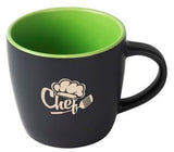 Midnight 12oz 2tone black/lime cafe mug - Etched