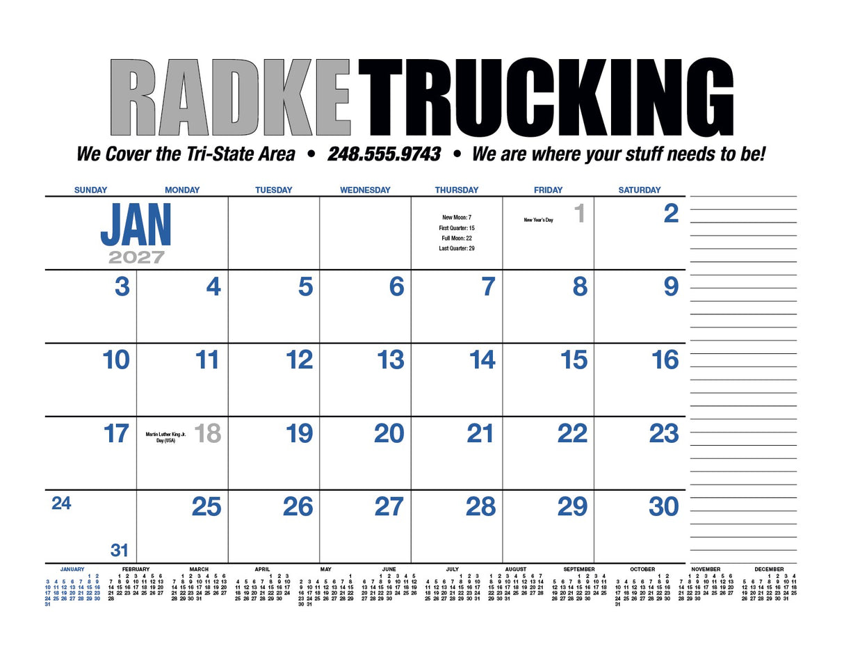 HotLine Products 13-Month Desk Pad Calendar image