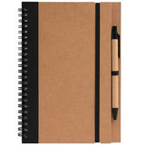 Kraft Hard Cover Spiral Notebook with Pen - ColorJet
