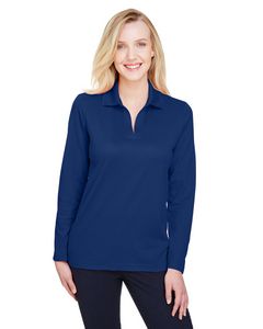 Devon and Jones CrownLux Performance Ladies' Plaited Long Sleeve Polo