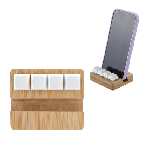 Bamboo Phone Stand with Stress Reliever Keyboard