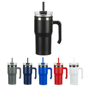 Outback 20 oz Stainless Steel/Polypropylene Mug with Lid and Straw