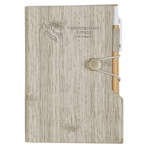Woodgrain Look Notebook With Sticky Notes And Flags
