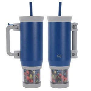 NAYAD® Quest 23 oz Stainless Steel Double-Wall Mug with Foldable Handle & Snack Cup