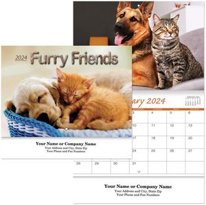 Furry Friends Stapled Wall Calendar
