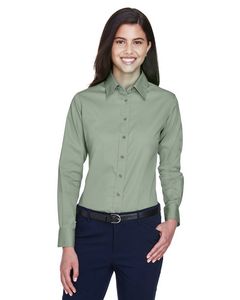 000251 Harriton Ladies' Easy Blend™ Long-Sleeve Twill Shirt with Stain-Release