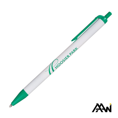 Value Slim Pen w/Glossy White Barrel - Matte Colored Accent