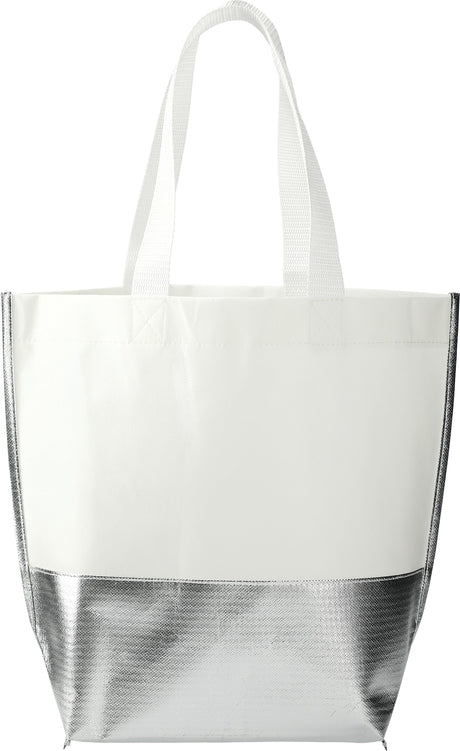 Large Laminated Metallic Bottom Tote