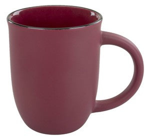 Salem 14oz burgundy matte ceramic mug with black trim - Etched
