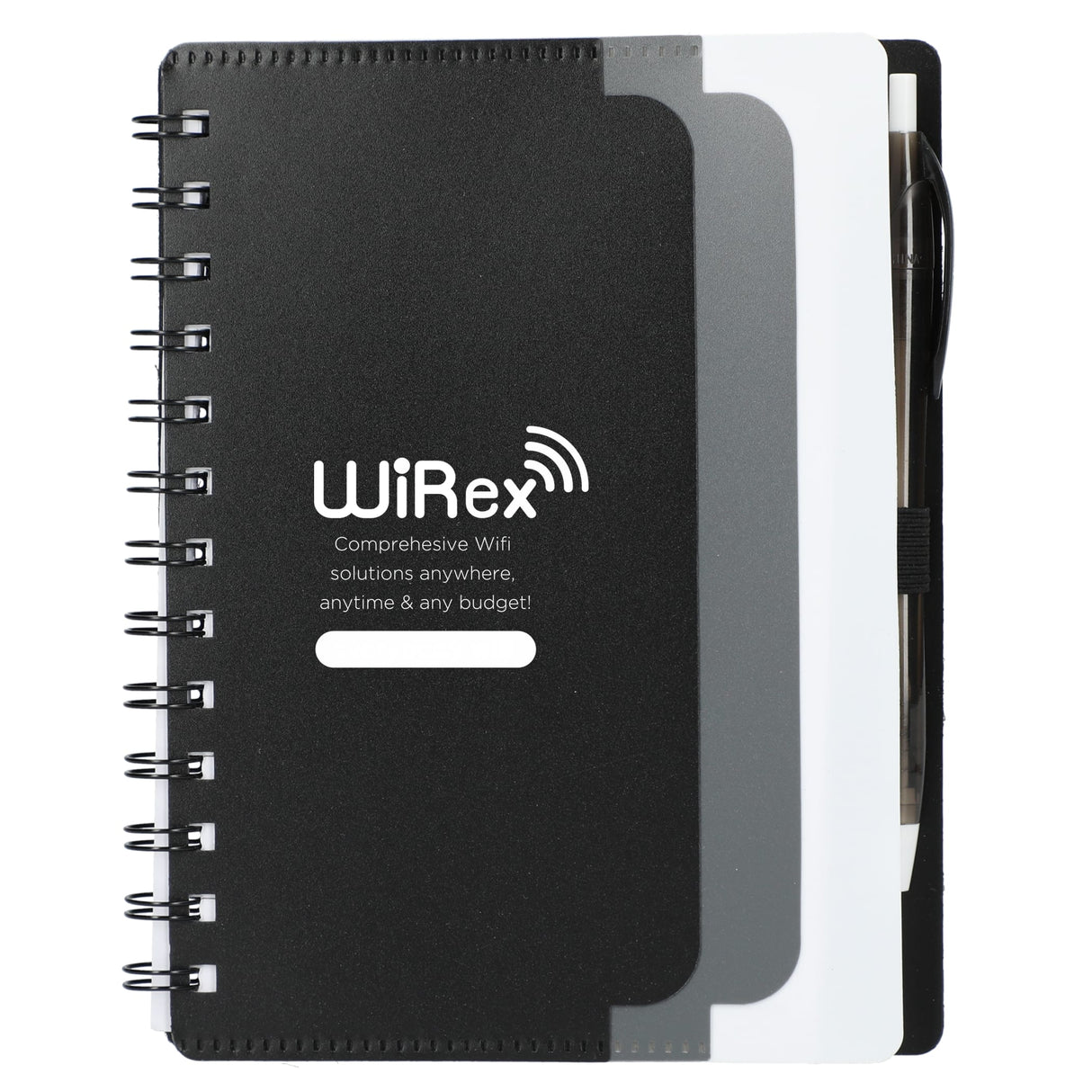 5'' x 7'' Recycled Dual Pocket Spiral Notebook w Pen