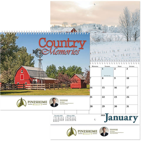 Full Colour Country Memories Spiral Wall Calendar