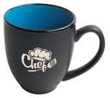 Bistro 16oz 2tone black/sky blue mug in Ripple gift box - Etched