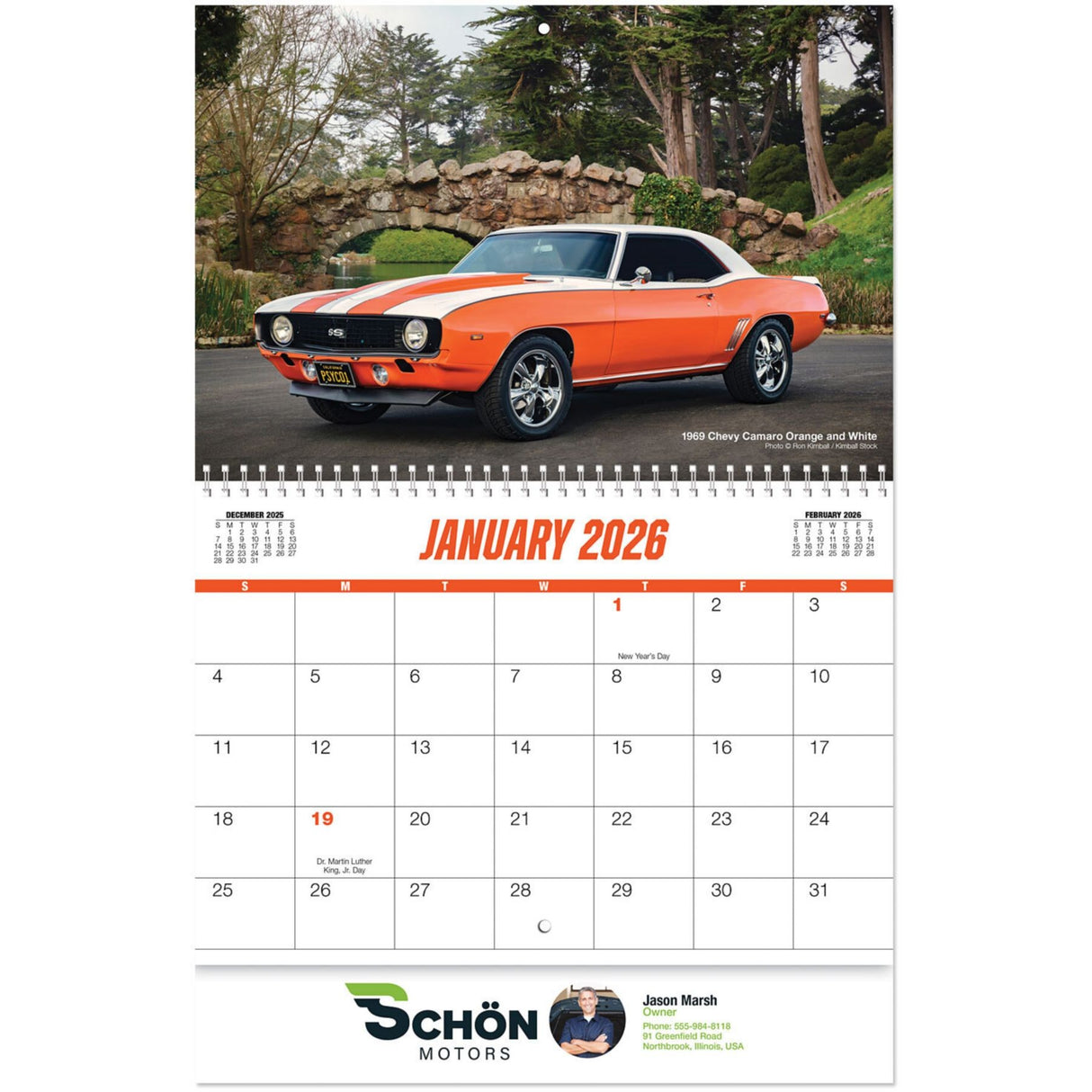 Full Colour Muscle Cars Spiral Wall Calendar