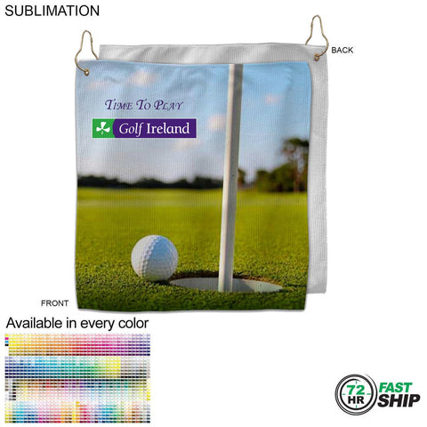 72 Hr Fast Ship - Colored Microfiber Dri-Lite Terry Golf Towel, Nofold, Sublimated (12