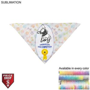000586 Large Dog Bandana, 32x22x22, Stitched Edges, Sublimated Edge to Edge (Decorated in Canada)