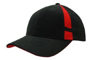 Brushed Heavy Cotton Cap with Crown Inserts, Contrasting Peak Under & Strap
