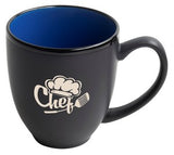 Bistro 16oz 2tone black/blue mug in Ripple gift box - Etched