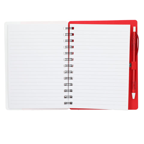 5'' x 7'' Recycled Dual Pocket Spiral Notebook w Pen