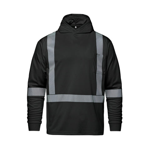 GLOW - Long Sleeve Hi-VIS Hooded T-Shirt with Segmented Stripes