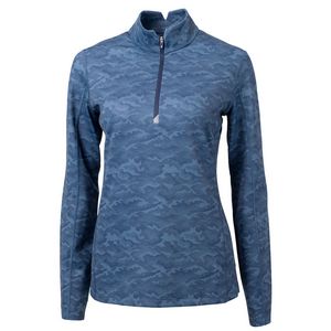 Cutter & Buck Traverse Stretch Camo Print Quarter Zip Womens Pullover