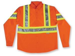 Orange Safety Button-Up Shirt