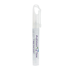 "SprayClip" 10 ml. Antibacterial Hand Sanitizer Spray Pump Bottle with Carabiner Clip Cap