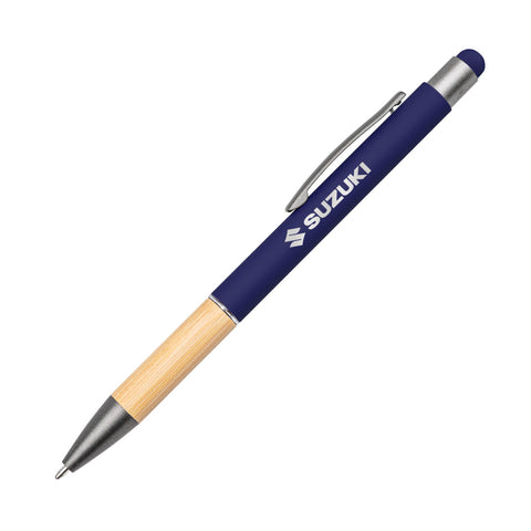 Assias Aluminum Pen w/Bamboo Grip & Blue Refill