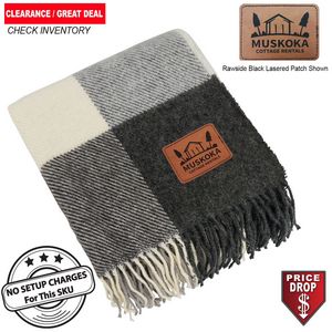 Plaid Wool Blanket, 50x60, with Lasered logo patch, NO SETUP CHARGE