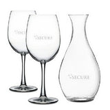 ~ Durham & Carafe Set, 1 Carafe, 2 wine glasses in a Raven Gift box