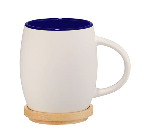 15 Oz. Hearth Ceramic Mug with Wood Lid/Coaster