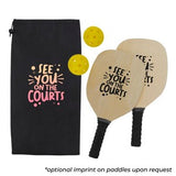 bag and paddles imprinted
