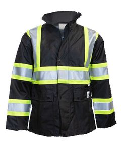 300 Denier Polyester Black Rain Jacket w/Quilted Lining