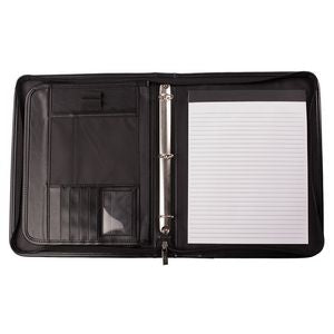 Bugatti Vegan Leather Ring Binder 1-inch with card Slots and zip around closure
