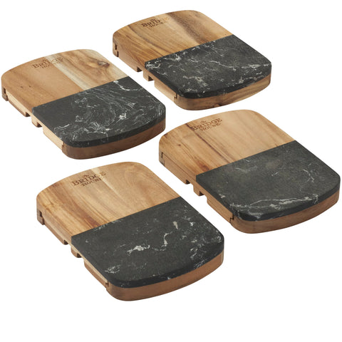 Black Marble Cheese Board Set with Knives