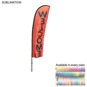 000559 10' Small Feather Flag Kit, Full Color Graphics Double Sided, Outdoor Spike base and Bag Included