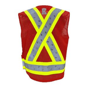 Red Supervisor Safety Vest w/100% Cotton Front & Full Mesh Polyester Back