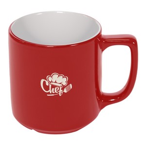 Richmond 16oz red/white ceramic mug - Etched