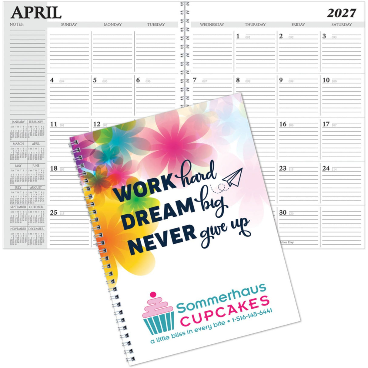 Full Colour Spiral Desk Planner 7x10