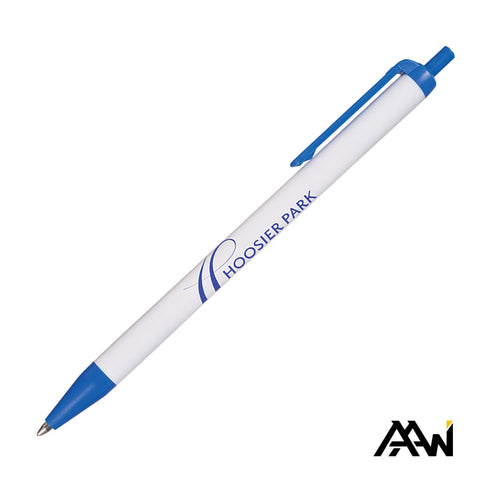 Value Slim Pen w/Glossy White Barrel - Matte Colored Accent
