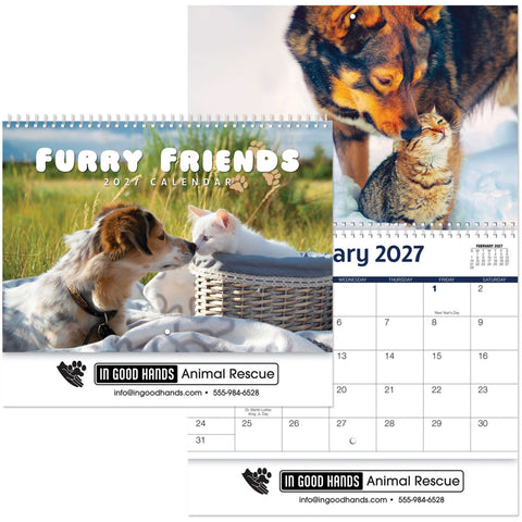 Furry Friends Spiral Wall Calendar