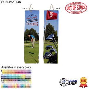 48 Hr Quick Ship - Plush Velour Terry Cotton blend Golf Towel, Finished size 5x18, Trifold